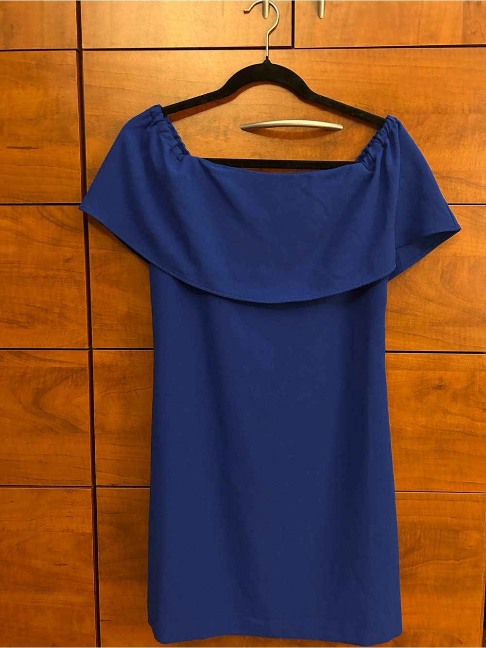 Charles Henry Royal Blue Off-Shoulder Cocktail Dress XSP Petite